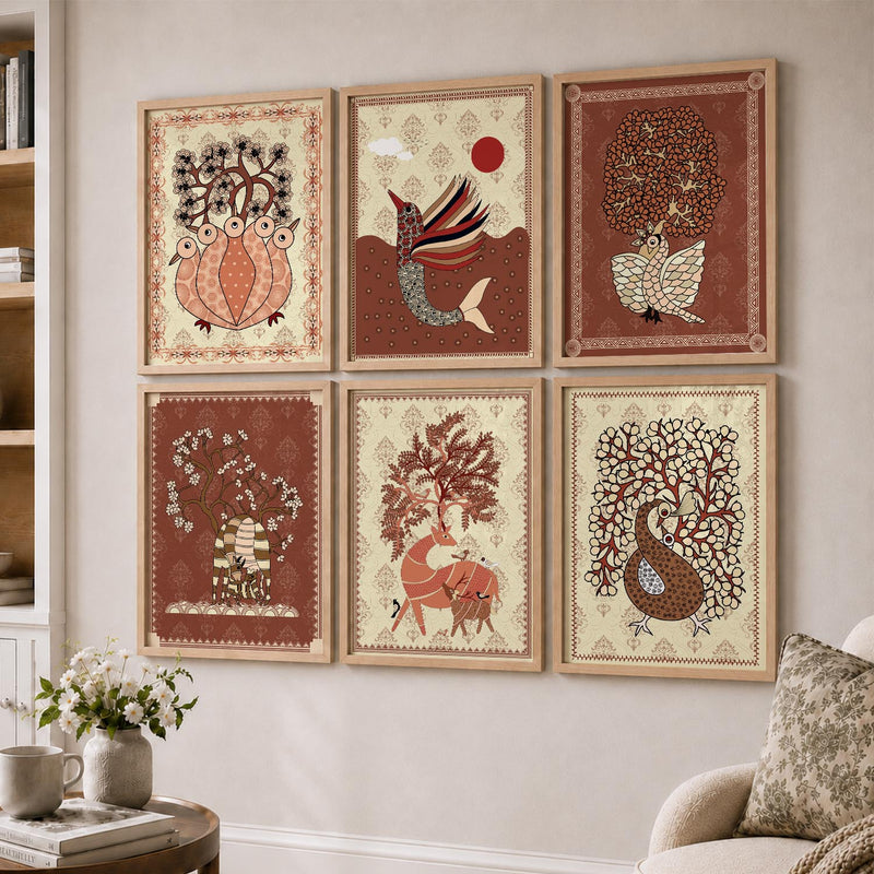 Gond Wall Art Prints with Frame for Wall Decor