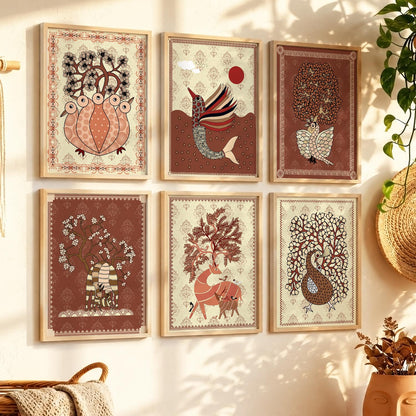Gond Wall Art Prints with Frame for Wall Decor