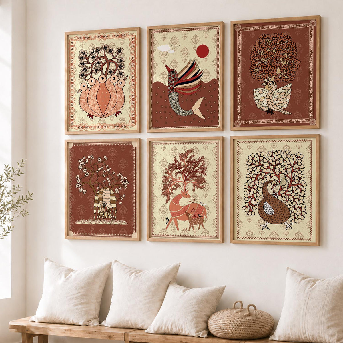 Gond Wall Art Prints with Frame for Wall Decor