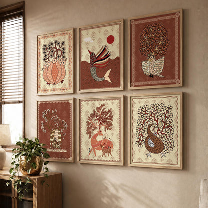 Gond Wall Art Prints with Frame for Wall Decor