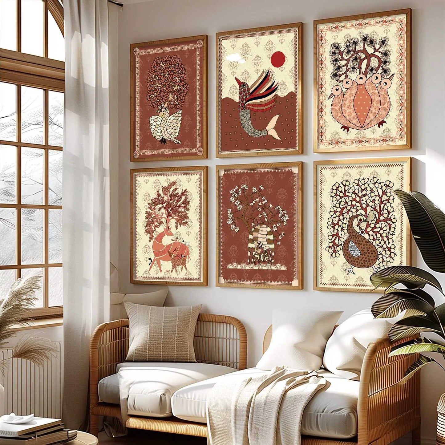 Gond Wall Art Prints with Frame for Wall Decor