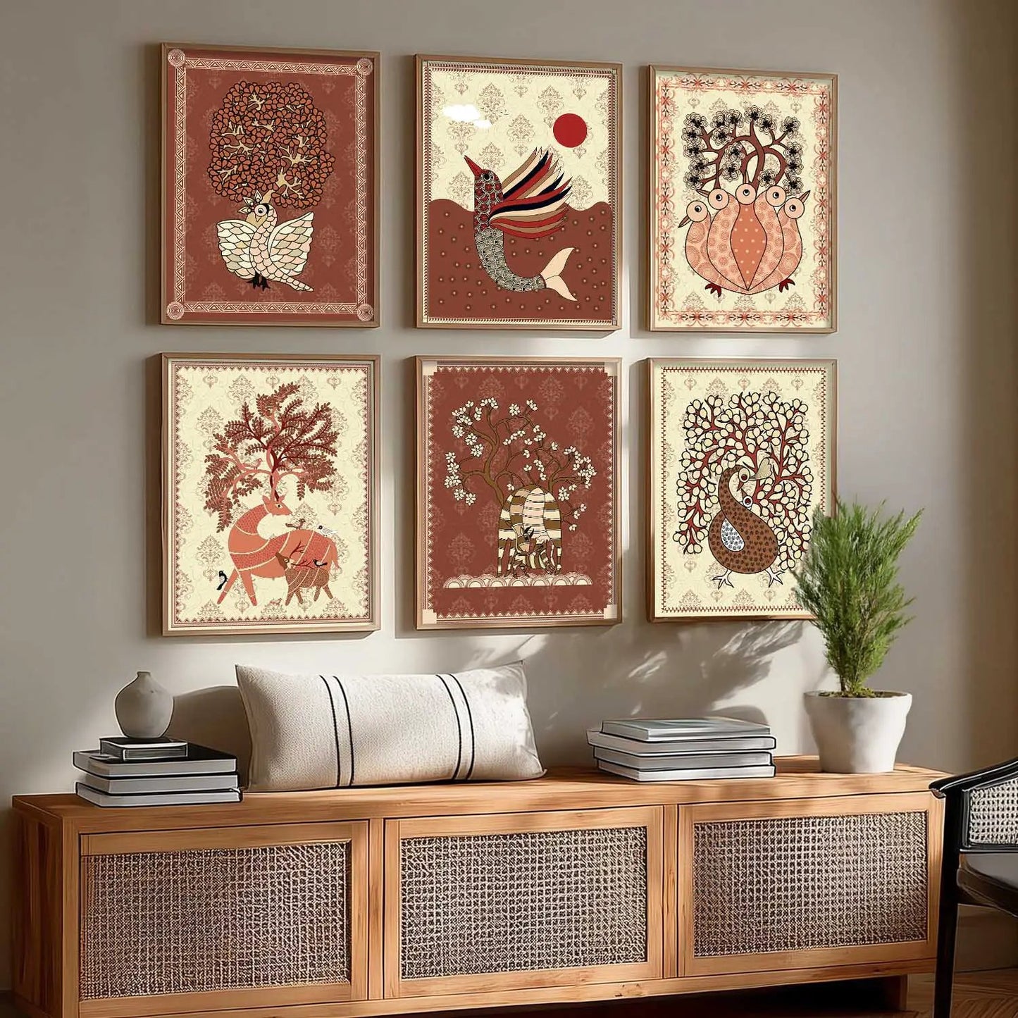 Gond Wall Art Prints with Frame for Wall Decor