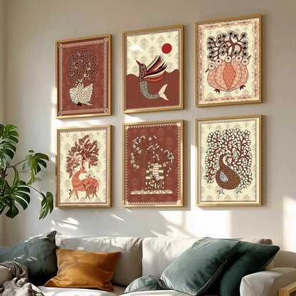 Gond Wall Art Prints with Frame for Wall Decor