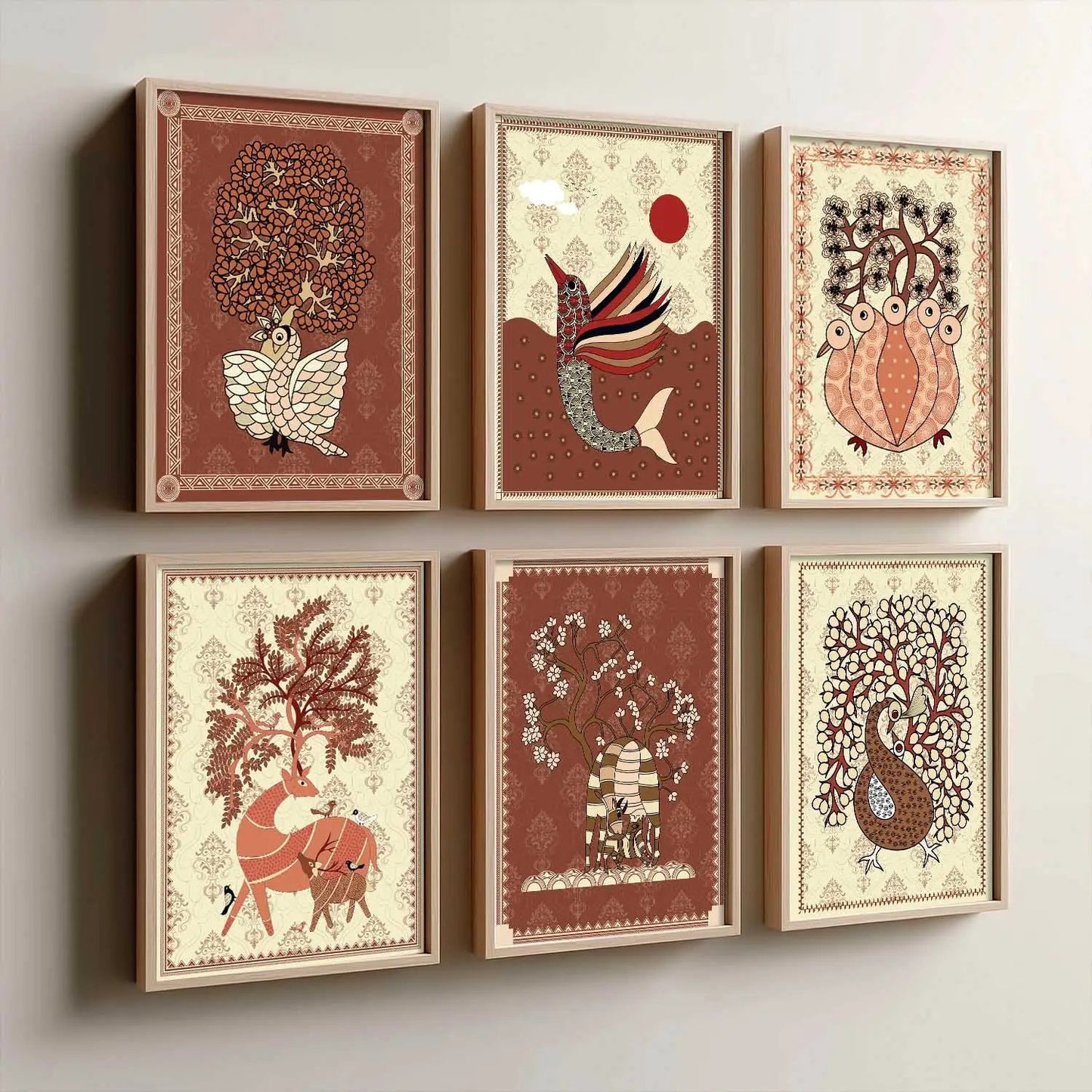Gond Wall Art Prints with Frame for Wall Decor