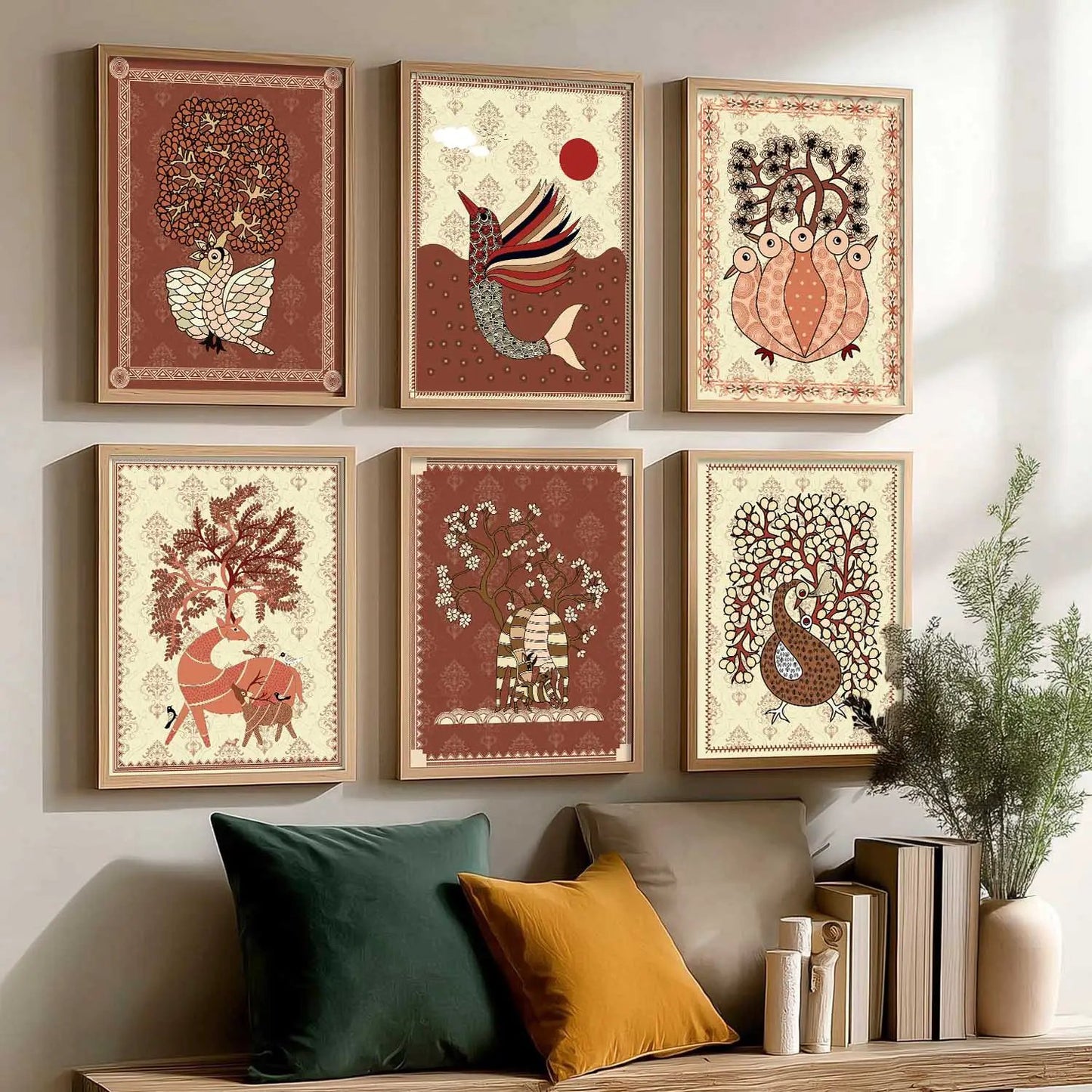 Gond Wall Art Prints with Frame for Wall Decor