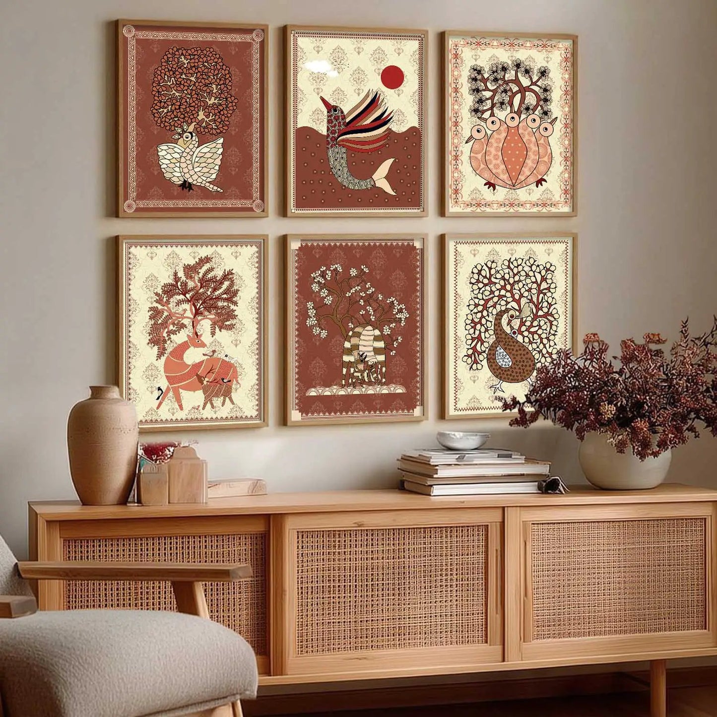 Gond Wall Art Prints with Frame for Wall Decor