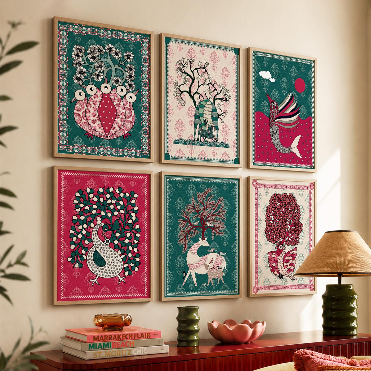 Gond Wall Art Prints with Frame for Wall Decor