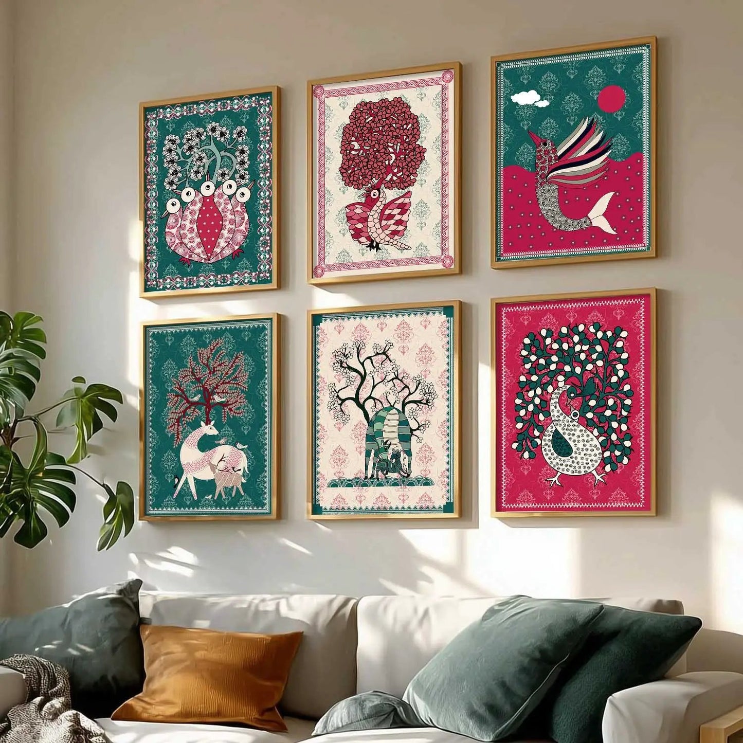 Gond Wall Art Prints with Frame for Wall Decor
