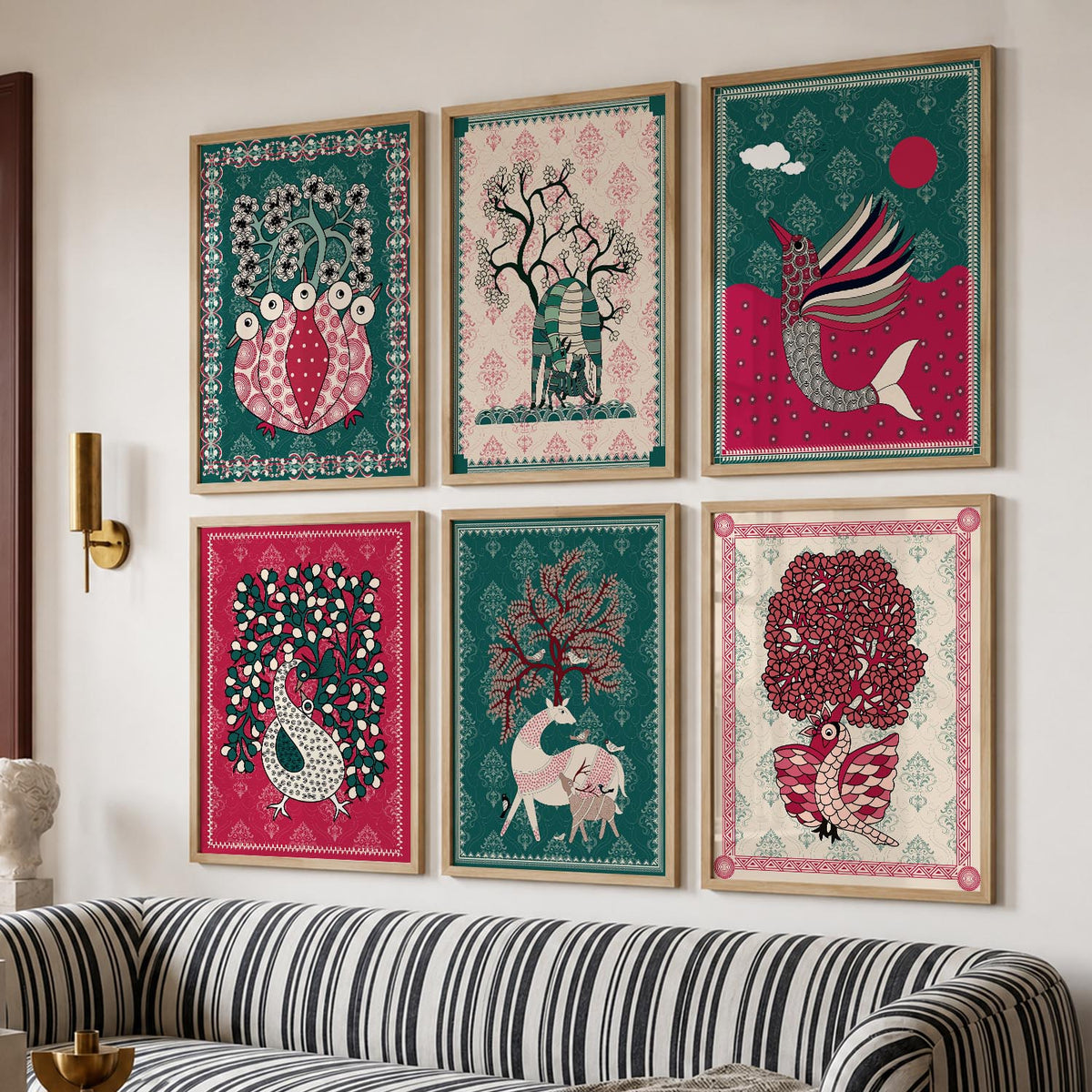 Gond Wall Art Prints with Frame for Wall Decor