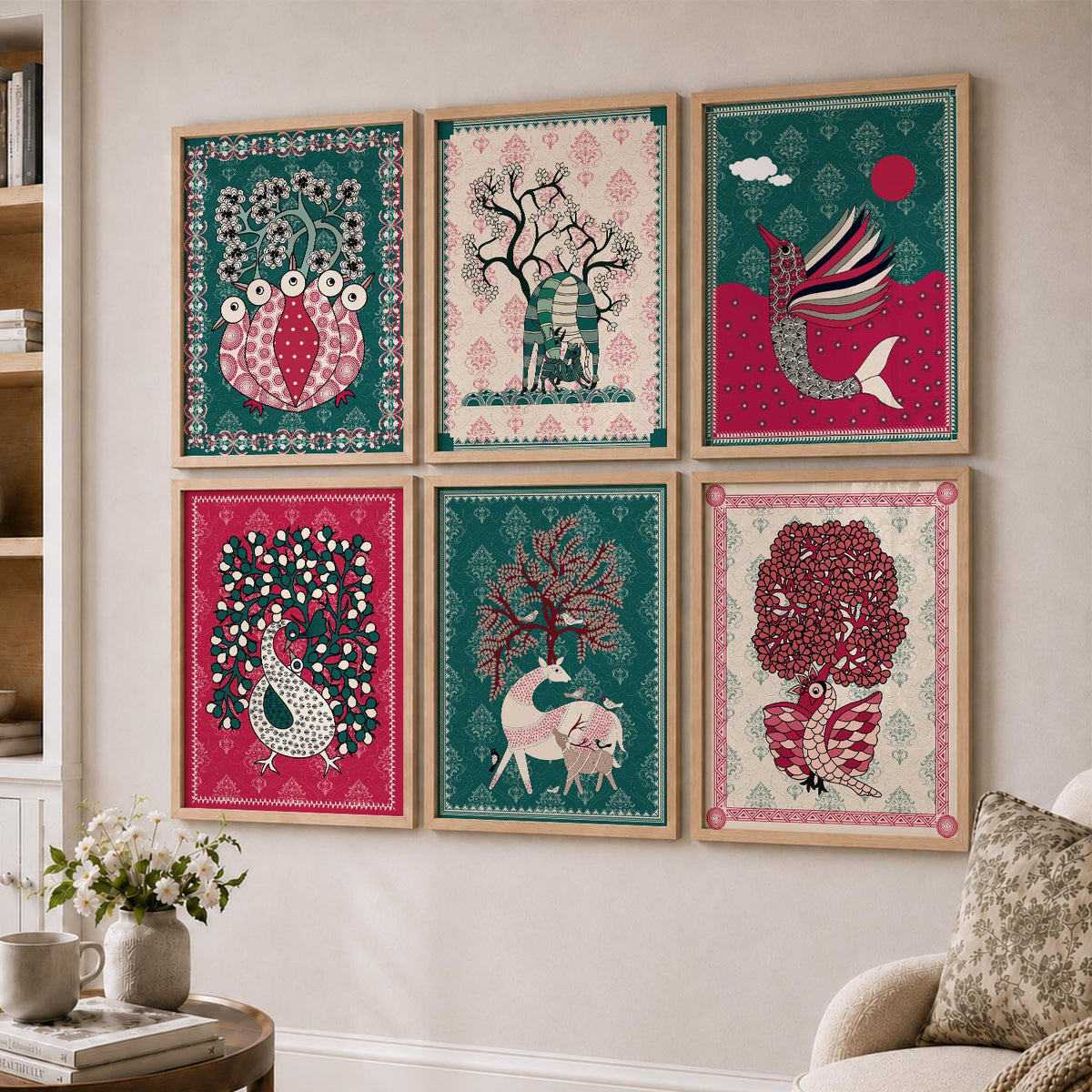 Gond Wall Art Prints with Frame for Wall Decor