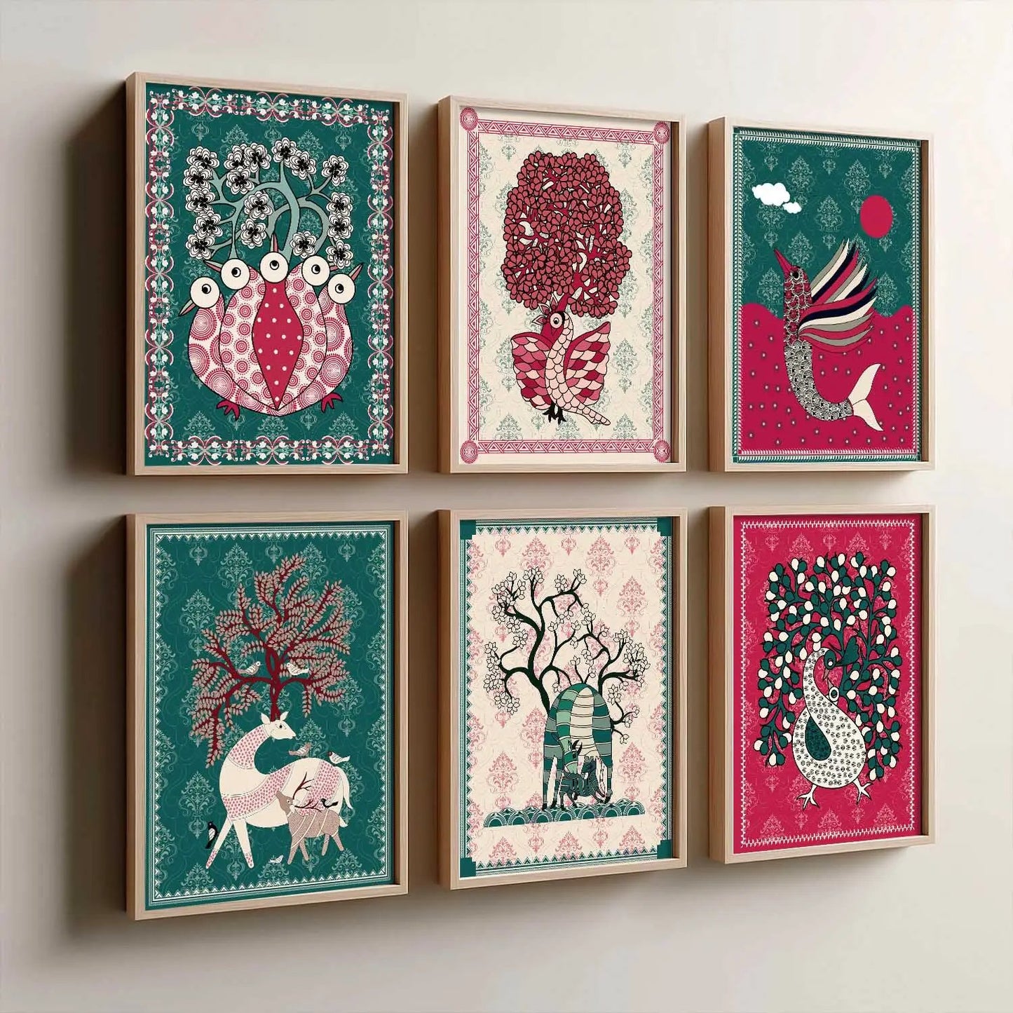 Gond Wall Art Prints with Frame for Wall Decor