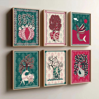 Gond Wall Art Prints with Frame for Wall Decor