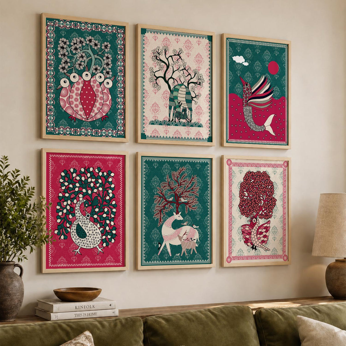 Gond Wall Art Prints with Frame for Wall Decor
