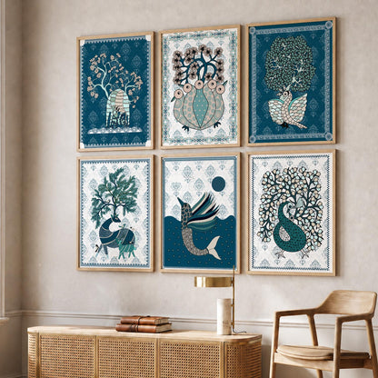 Gond Wall Art Prints with Frame for Wall Decor