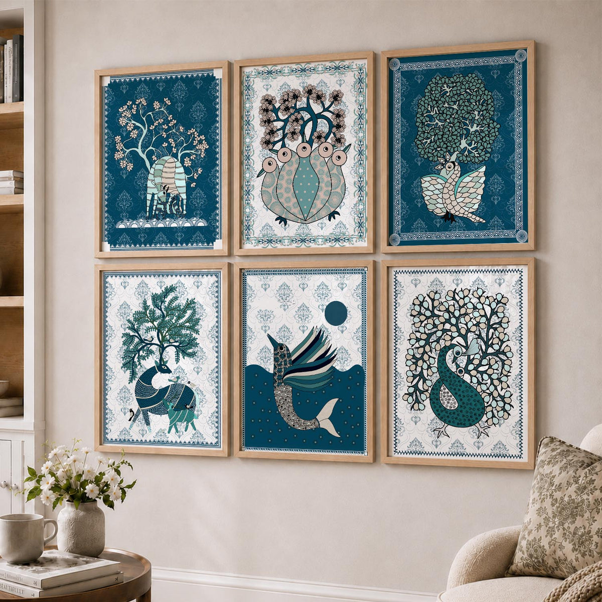 Gond Wall Art Prints with Frame for Wall Decor