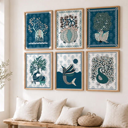 Gond Wall Art Prints with Frame for Wall Decor