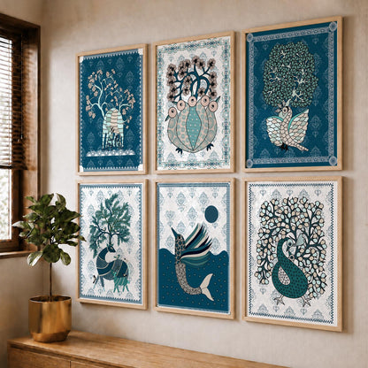 Gond Wall Art Prints with Frame for Wall Decor