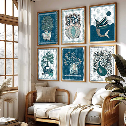 Gond Wall Art Prints with Frame for Wall Decor