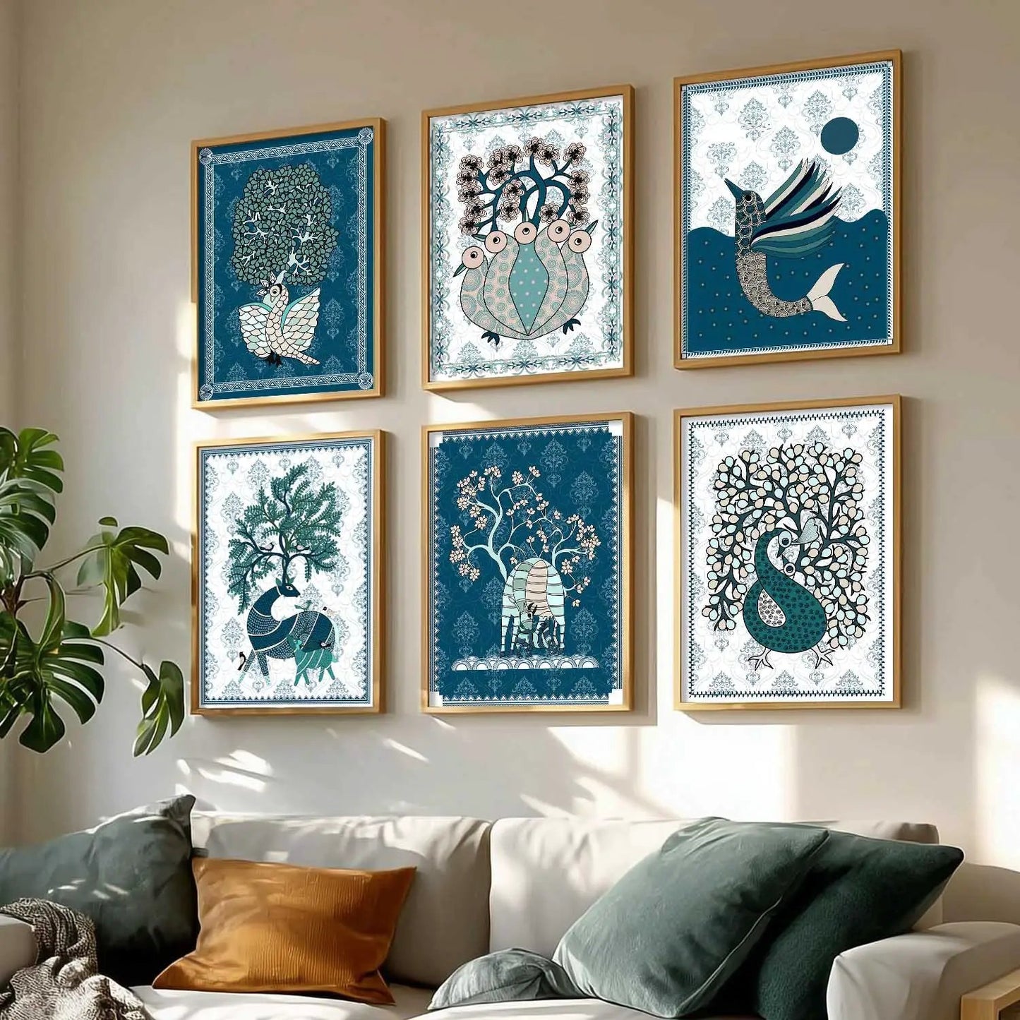 Gond Wall Art Prints with Frame for Wall Decor
