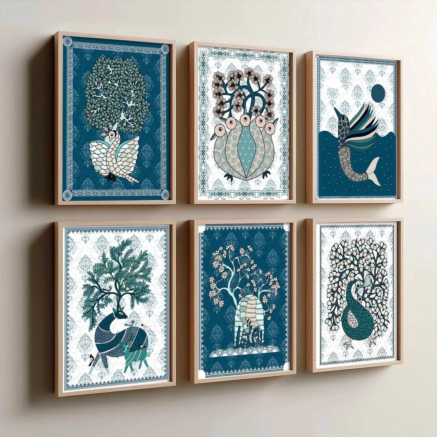 Gond Wall Art Prints with Frame for Wall Decor