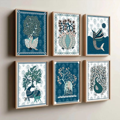 Gond Wall Art Prints with Frame for Wall Decor