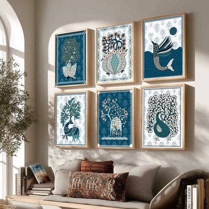 Gond Wall Art Prints with Frame for Wall Decor