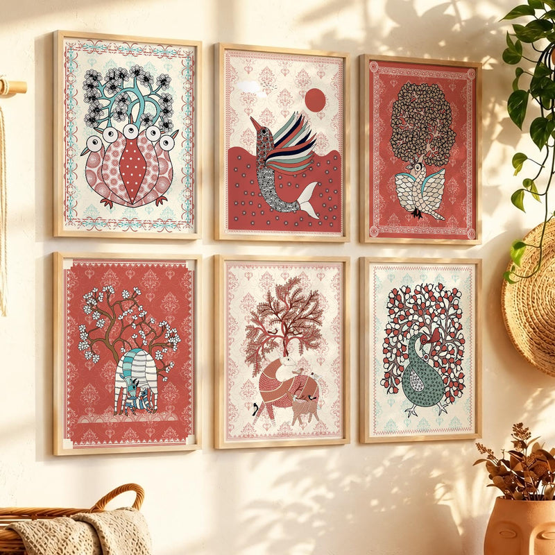 Gond Wall Art Prints with Frame for Wall Decor