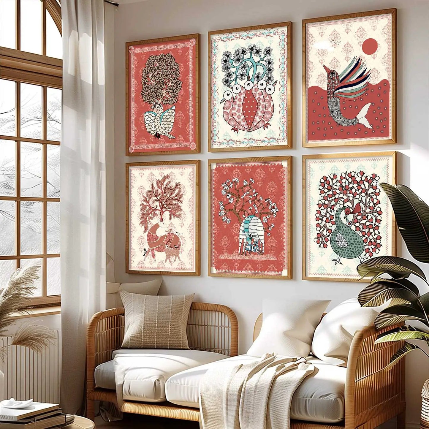 Gond Wall Art Prints with Frame for Wall Decor