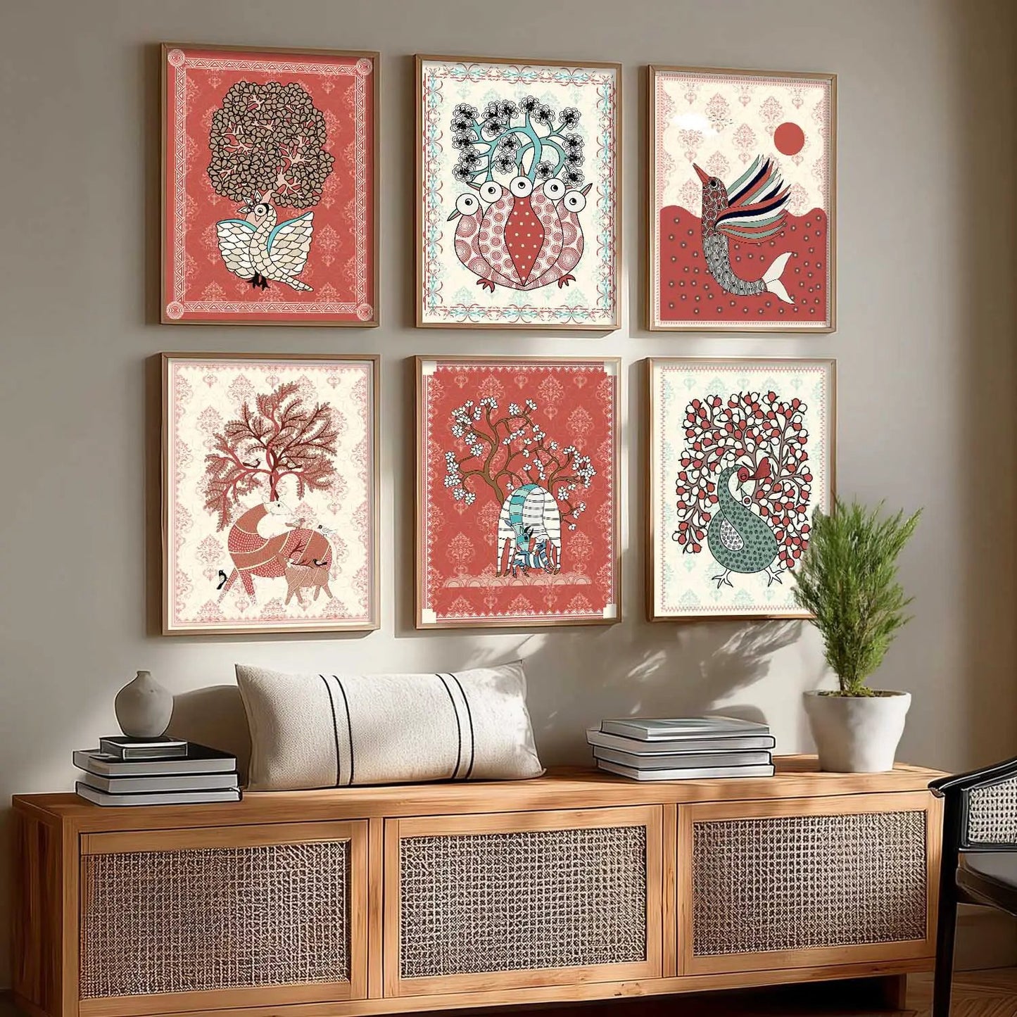 Gond Wall Art Prints with Frame for Wall Decor