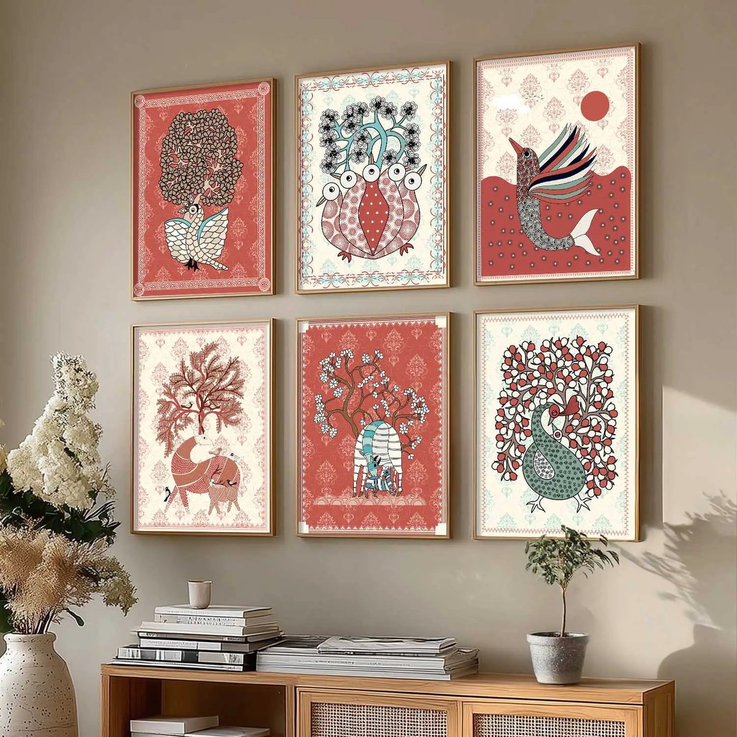 Gond Wall Art Prints with Frame for Wall Decor