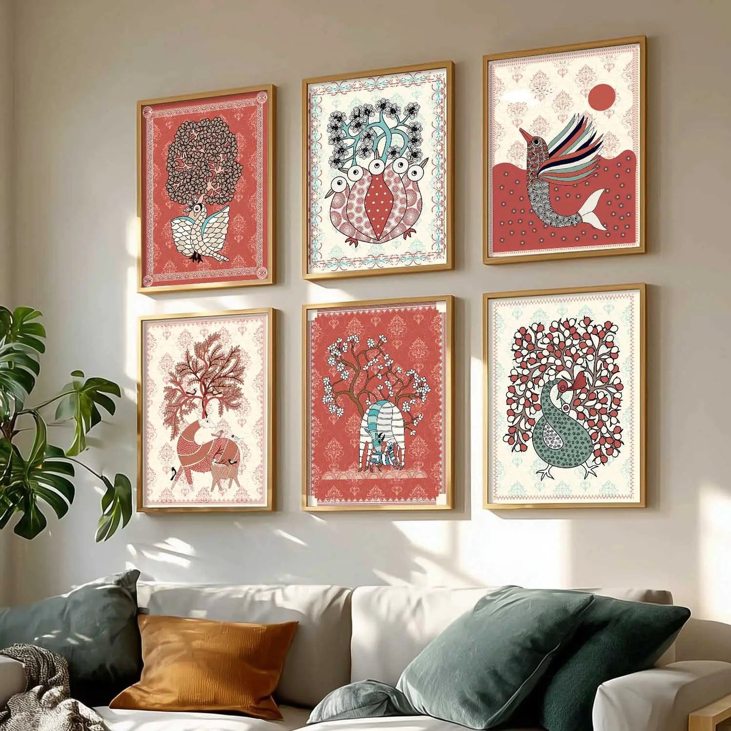 Gond Wall Art Prints with Frame for Wall Decor