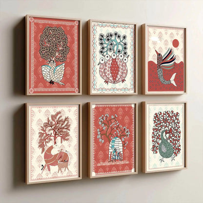 Gond Wall Art Prints with Frame for Wall Decor