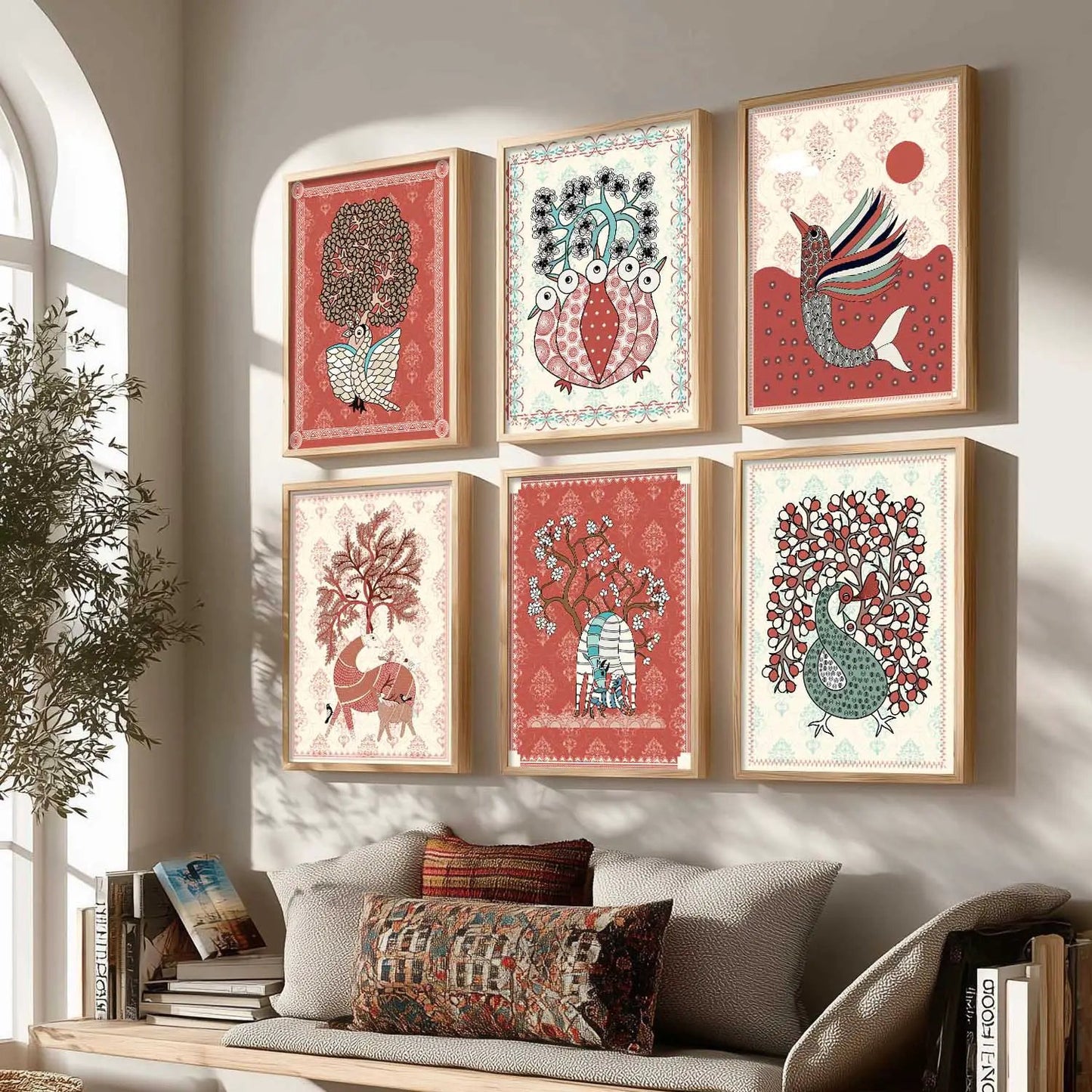 Gond Wall Art Prints with Frame for Wall Decor