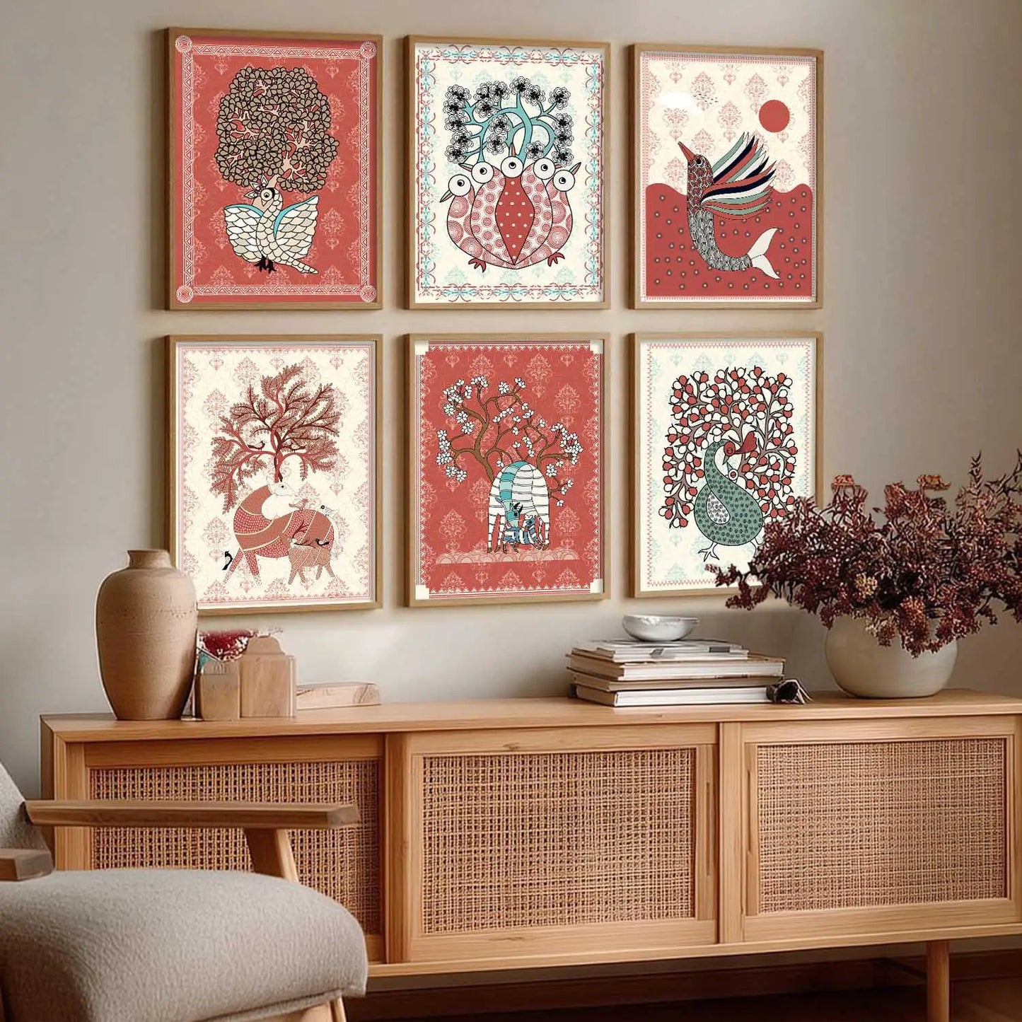 Gond Wall Art Prints with Frame for Wall Decor