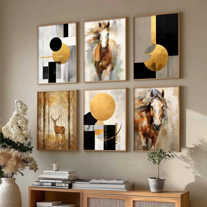 Horse Modern Wall Art Prints with Frame for Wall Decor