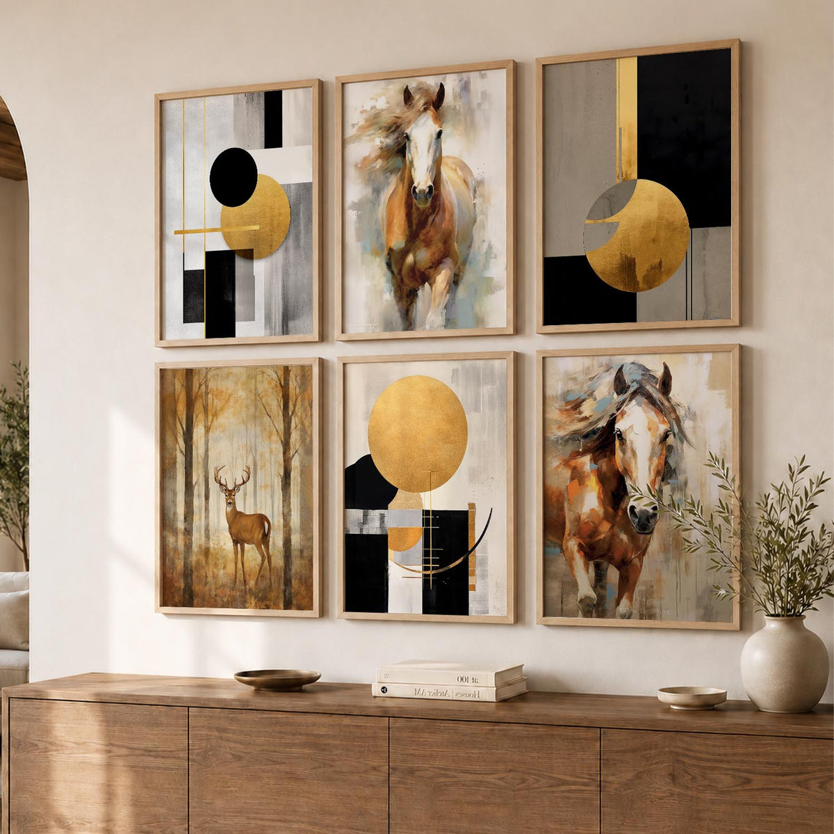 Horse Modern Wall Art Prints with Frame for Wall Decor