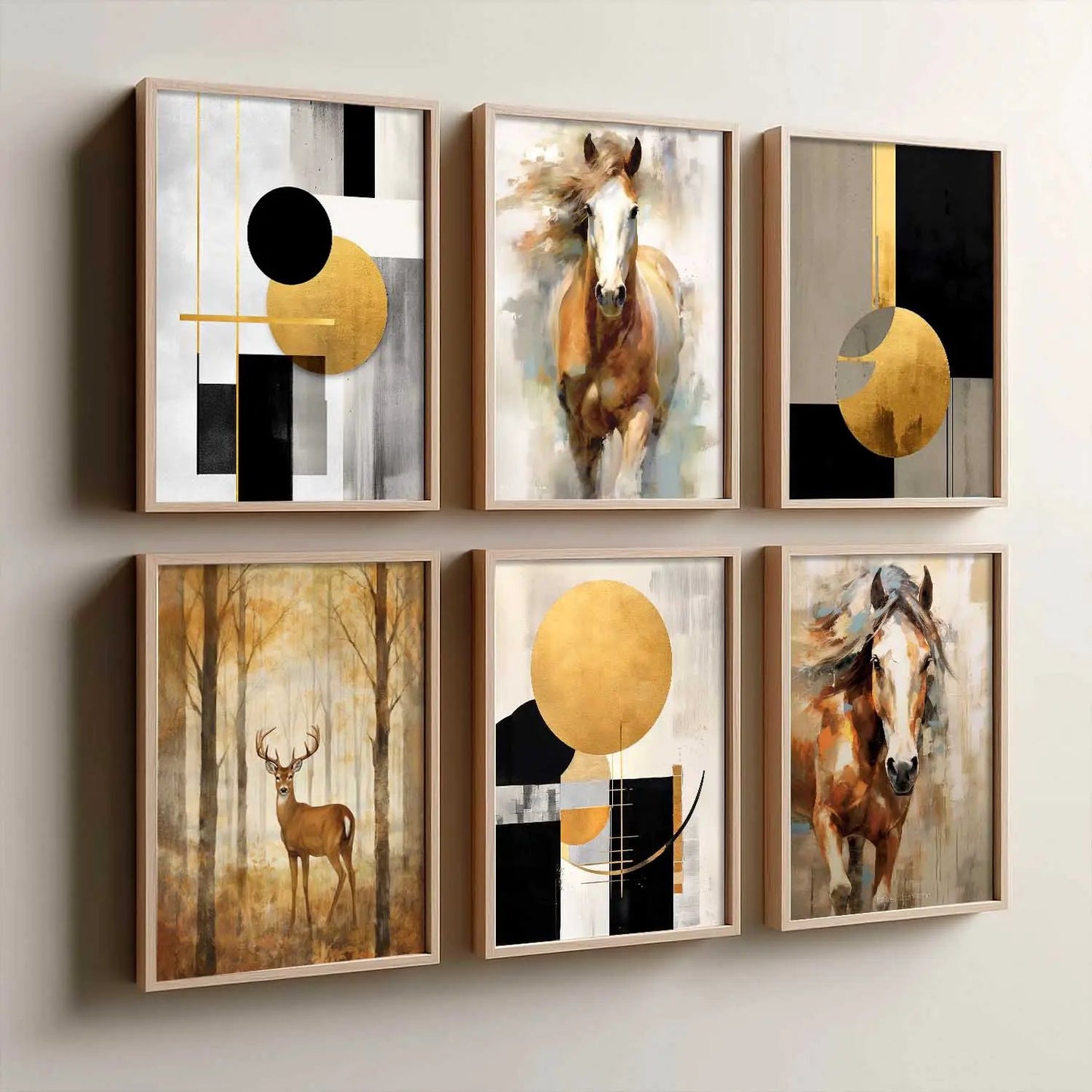 Horse Modern Wall Art Prints with Frame for Wall Decor