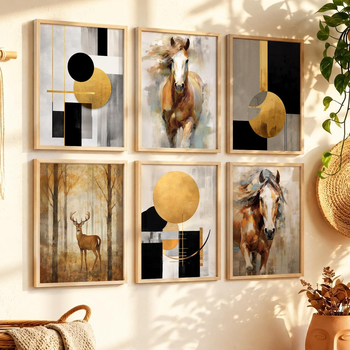 Horse Modern Wall Art Prints with Frame for Wall Decor