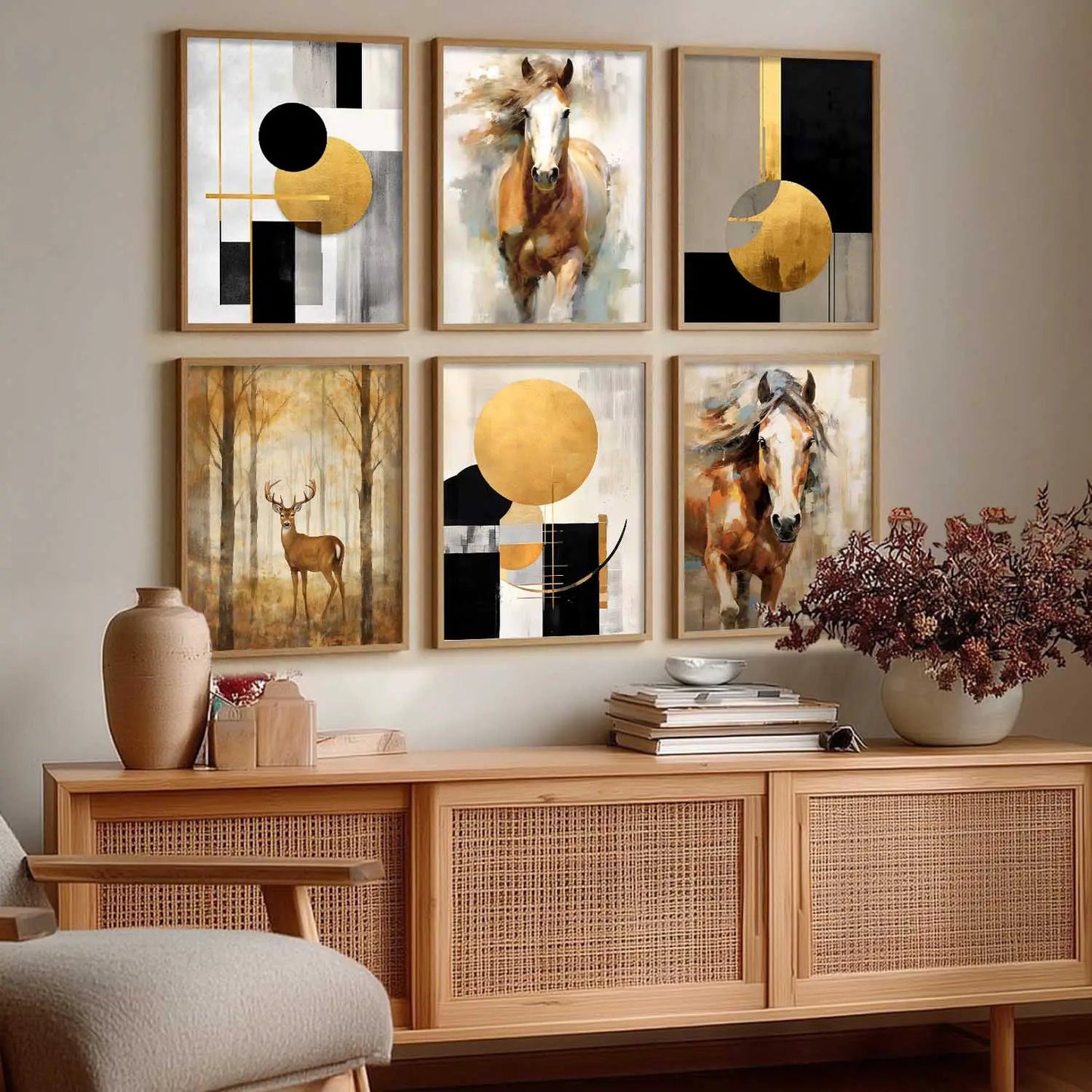 Horse Modern Wall Art Prints with Frame for Wall Decor