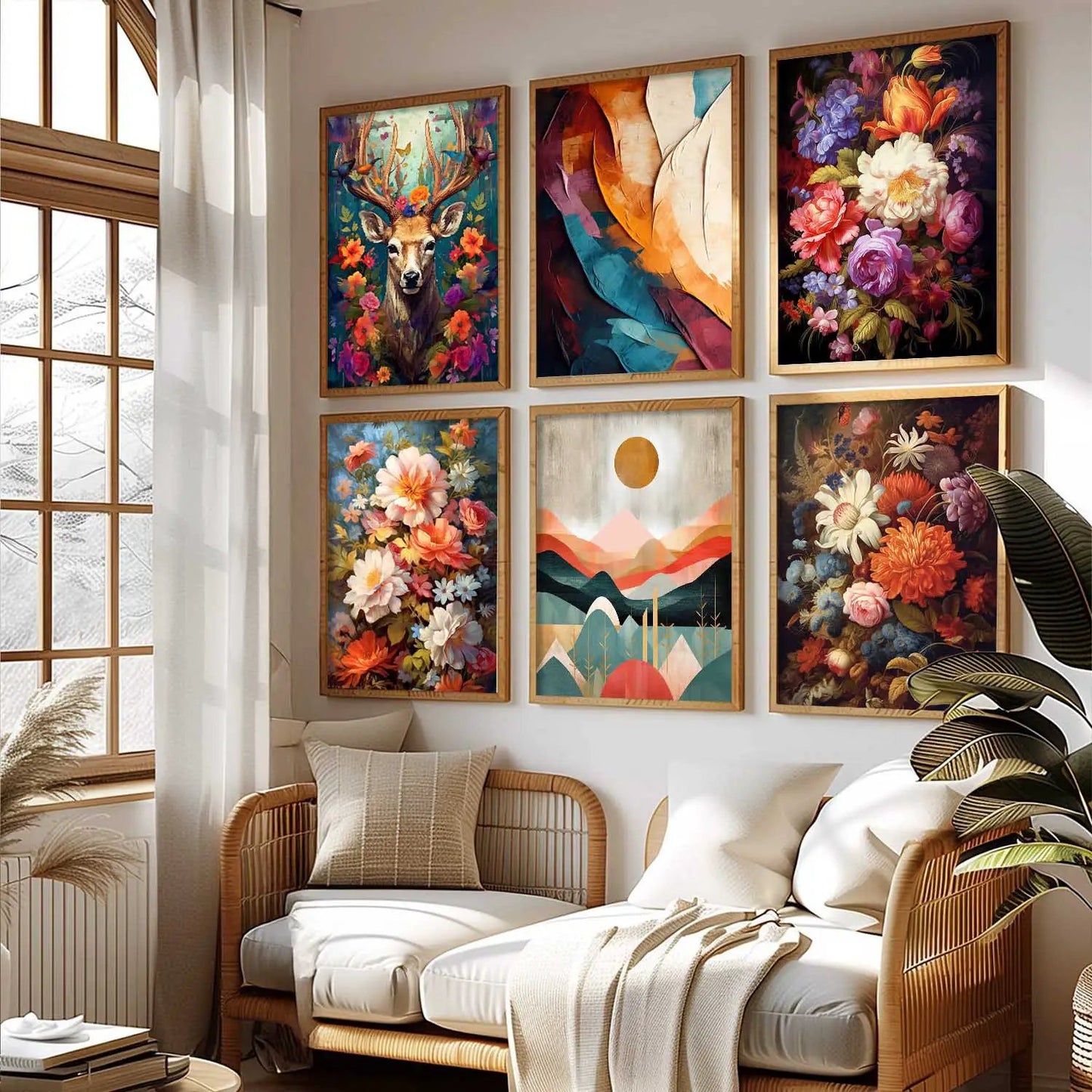 Floral Modern Wall Art Prints with Frame for Wall Decor