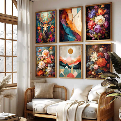 Floral Modern Wall Art Prints with Frame for Wall Decor