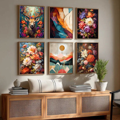 Floral Modern Wall Art Prints with Frame for Wall Decor