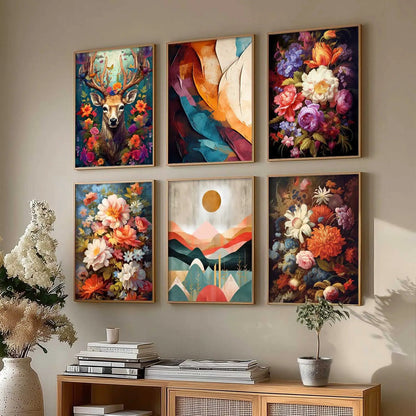 Floral Modern Wall Art Prints with Frame for Wall Decor