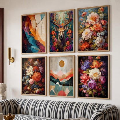 Floral Modern Wall Art Prints with Frame for Wall Decor