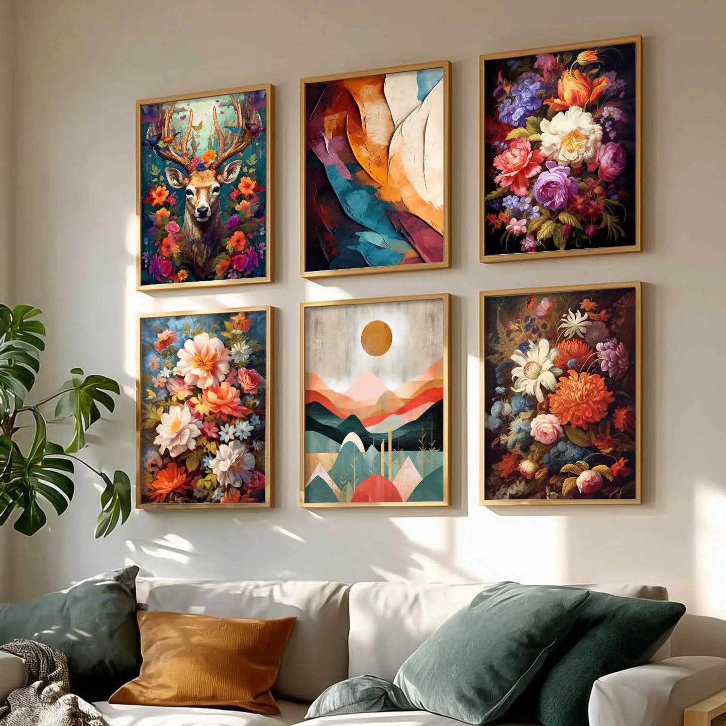 Floral Modern Wall Art Prints with Frame for Wall Decor