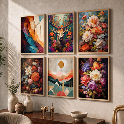 Floral Modern Wall Art Prints with Frame for Wall Decor