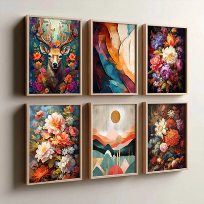 Floral Modern Wall Art Prints with Frame for Wall Decor