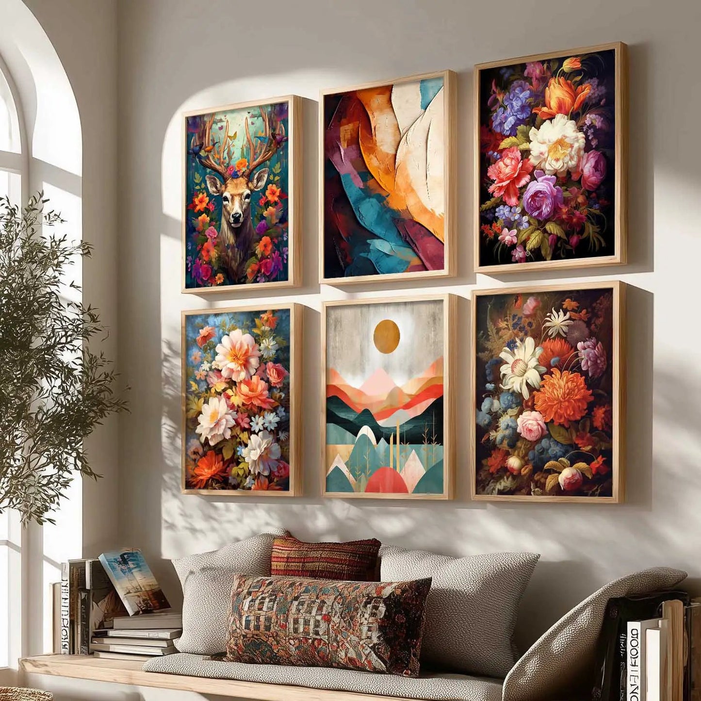 Floral Modern Wall Art Prints with Frame for Wall Decor
