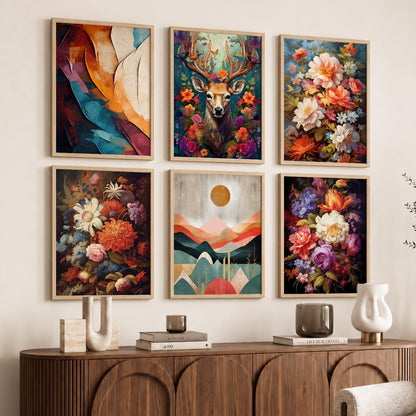 Floral Modern Wall Art Prints with Frame for Wall Decor