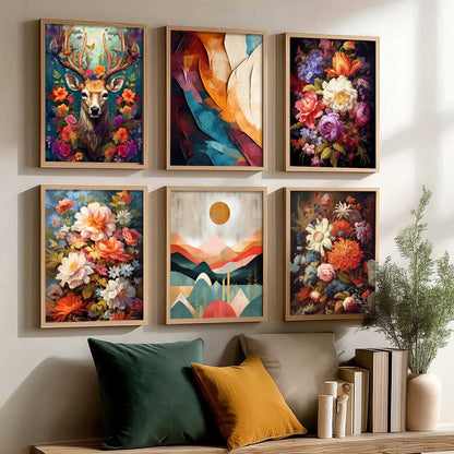 Floral Modern Wall Art Prints with Frame for Wall Decor